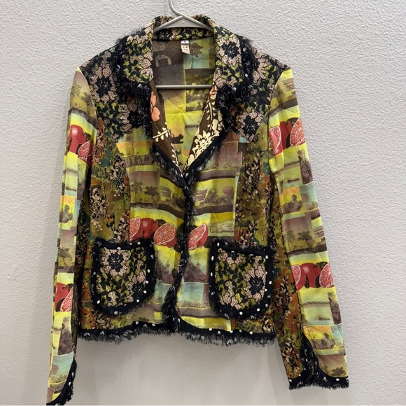 Look Unique Blazer Size Small Boho Festival Patchwork Lace Floral Print - Picture 2 of 9